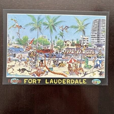 Vintage 1985-Post Card -Spring Break- Fort Lauderdale-A1A-Printing John Lodi
