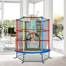 NNECW Mini Kids Trampoline with Enclosure Net for Family Games Colourful