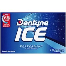 Dentyne Ice Peppermint Sugar Free Gum 12 Packs of 16 Pieces - 2 Boxes