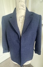 KASPER ASL PETITE WOMEN NAVY BLUE 3/4 FOLDED SLEEVE OPEN BLAZER TOP SIZE 8P GUC