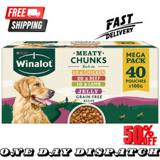 WINALOT Meaty Chunks Mixed in Jelly Wet Dog Food Pouches 40x100g 2.91 per kilo