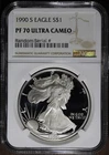 1990-S (PF70 Ultra Cameo) Proof American Silver Eagle $1 ASE NGC
