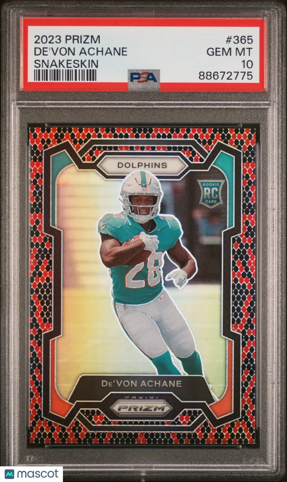 De'Von Achane Panini Prizm #365 Snakeskin