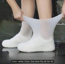 Outdoor White Latex Boot Waterproof Shoes Covers, Reusable For Rain Shoe Cover