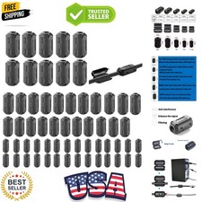 60 Pieces Clip-on Ferrite Ring Core RFI EMI Noise Suppressor Cable Clip for 3...