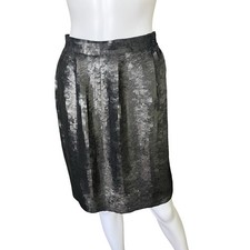Vintage Jaz Black Sequin Pencil Skirt Silk Womens Size 8