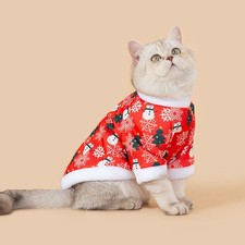 Hot autumn and winter Christmas pet clothes, comfortable and warm cartoon printe