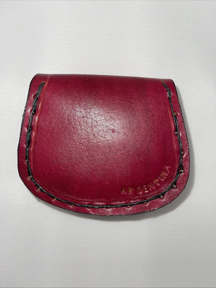 Monedero de cuero argentino vintage hojas en relieve cierre a presión Foto 4 de 4