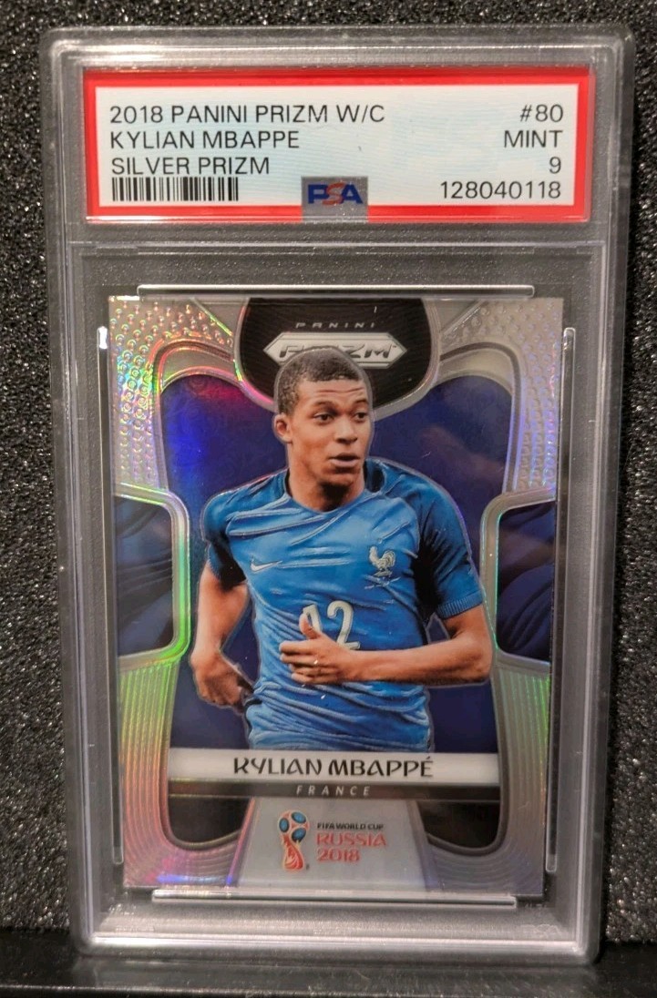 2018 Panini Prizm World Cup Silver Prizm Kylian Mbappe #80 PSA 9 MINT