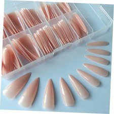 120pc Long Press on Nails Stiletto Fake Nails Press ons Glue Nails-M Nude