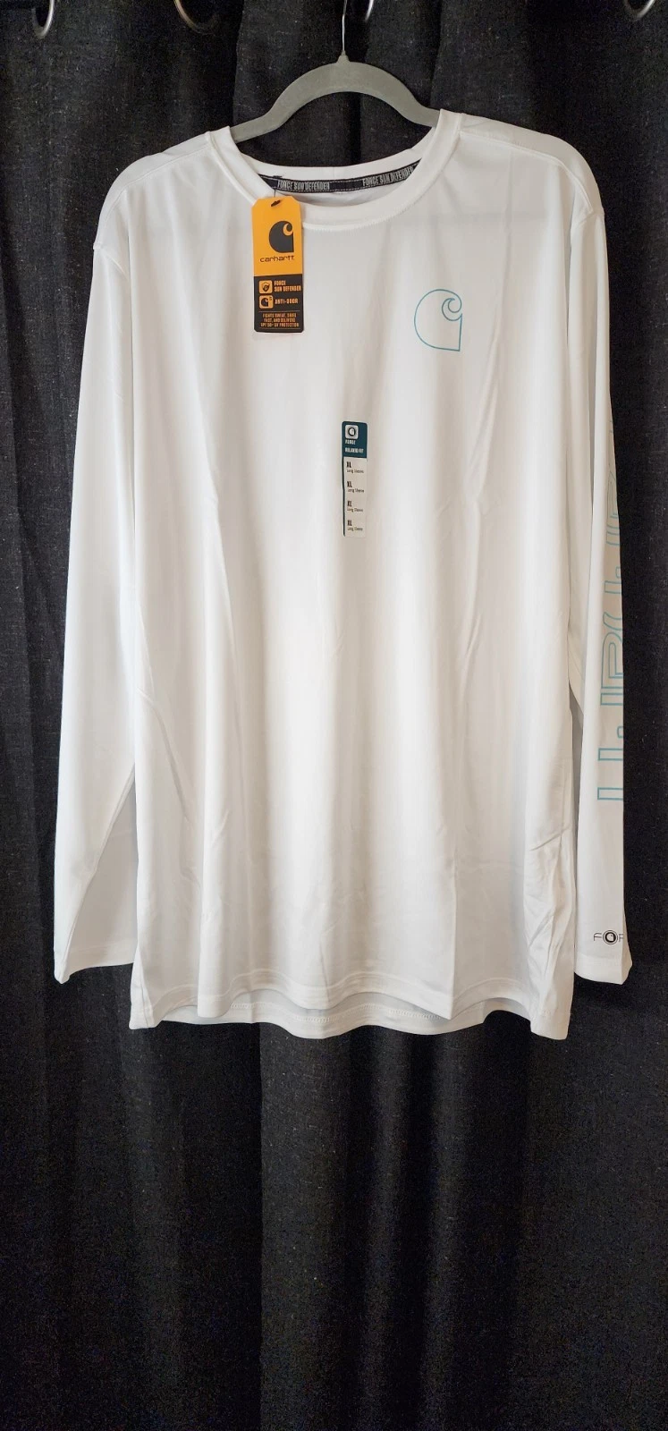 Carhartt Force Sun Defender Long Sleeve Shirt White UPF 50+ NWT Size XL