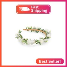 KorViSHOW White Flower Crown Hairband - Rose Flower Headband for Women's Wedding