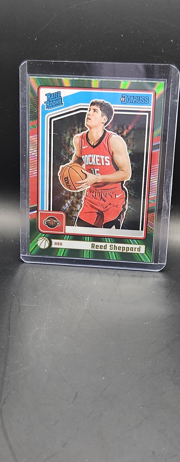 2024-25 Panini Donruss - Rated Rookie Reed Sheppard #202 Holo Green Laser (RC)