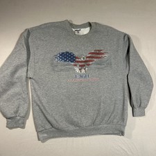 Vintage Patriotic Eagle America Flag Sweatshirt Gray Lrg Crewneck