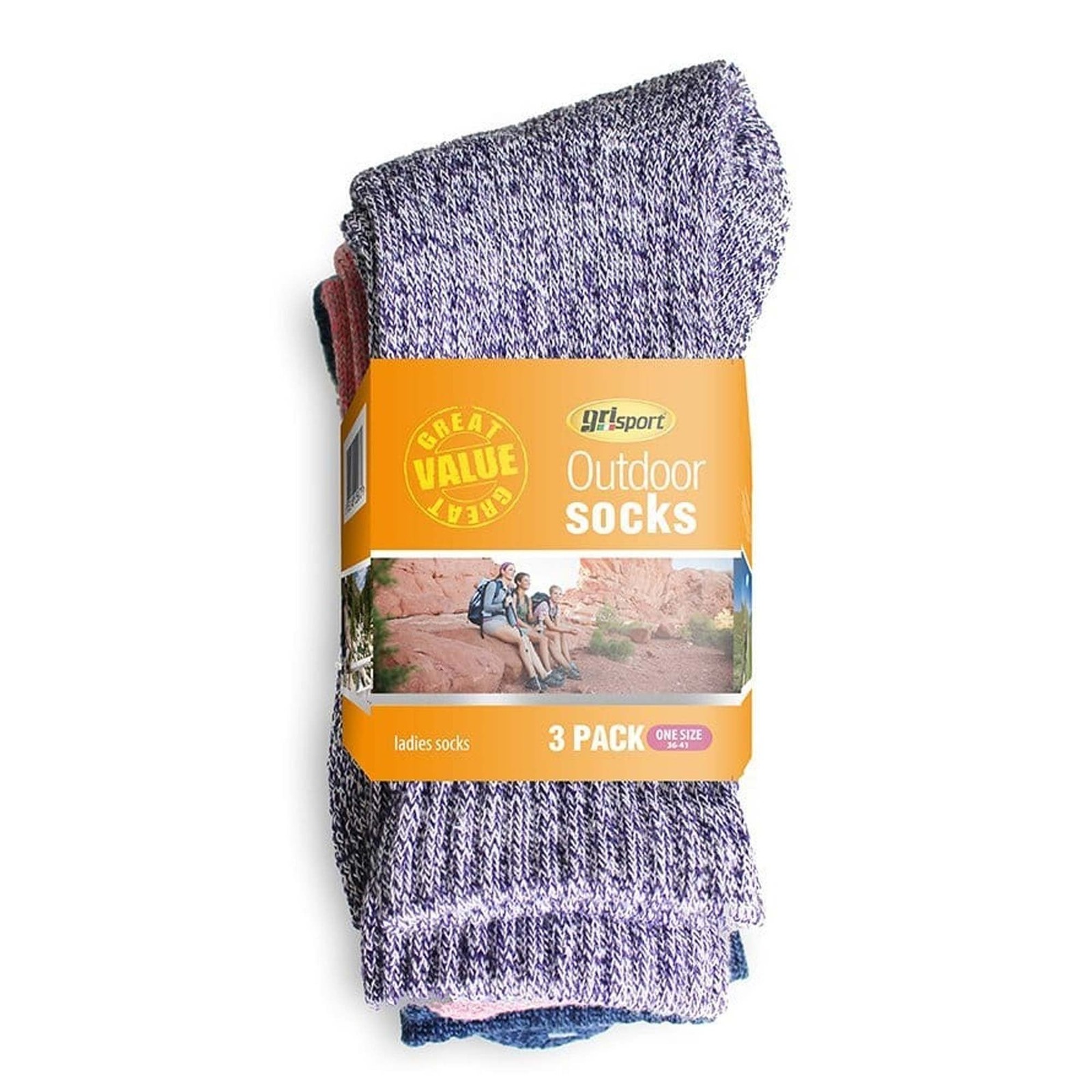 Grisport Unisex 3-Pack Womens Socks: : :, Colour: Pink Size 4-7 - Outdoor Action - Image 2