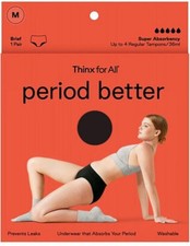 Thinx for All Super Absorbency Cotton Brief Period Underwear Medium Black