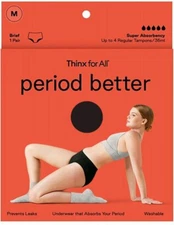 Thinx for All Super Absorbency Brief Period Underwear  Medium Black (box damage)