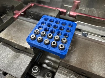 ER16 Collet Storage Tray   3D Printed Stackable Organizer Rack (25 Slot Holder)