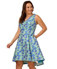Adrianna Papell Plus Tulip Jacquard Sleeveless Dress - Blue/Green Multi SZ 20W
