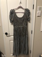 Stunning Beaded Mac Duggal Dress puff Sleeve scoop neck  size 10