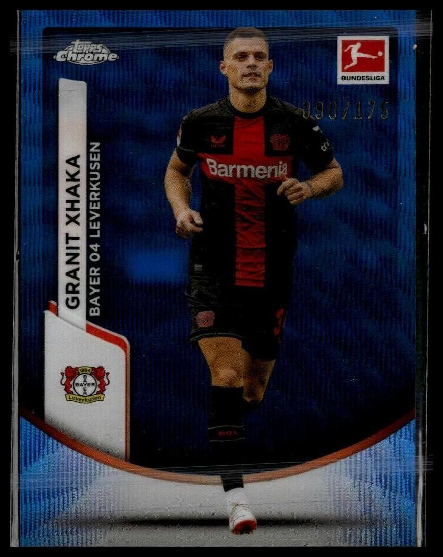 2023-24 Topps Chrome Bundesliga #67 Granit Xhaka Blue Wave #/175 SN