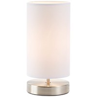 Brilliant Claire Nacht Tisch Lese Leuchte Lampe Stoff Schirm Weiß Schalter E14
