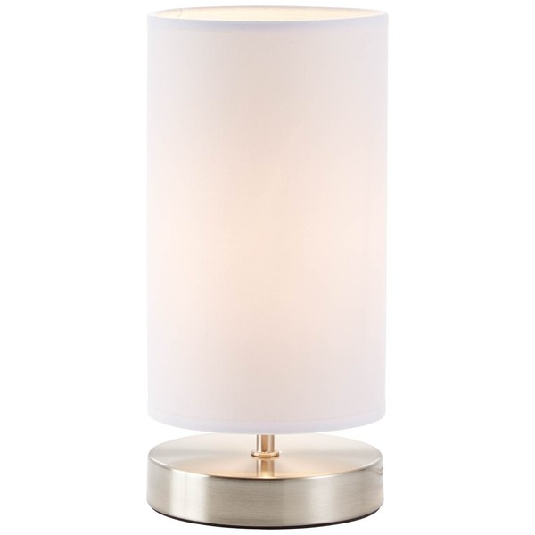 Brilliant Claire Nacht Tisch Lese Leuchte Lampe Stoff Schirm Weiß Schalter E14-image