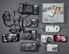 FOR PARTS/REPAIR: 10 Vintage Camera Lot - Sony, Nikon, Pentax, Minolta, Kodak