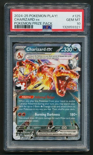 Charizard ex 125/197 Prize Pack Holo Pokémon Play! 2024-25 PSA 10 GEM MINT