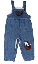 Vintage Y2k Girls Denim Jean Overalls Red Plaid Heart Scottie Dog 18 Months