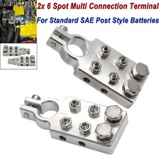 2PCS 6 Spot Car Audio Top Post Flat Lug Multi Connection Battery Terminal