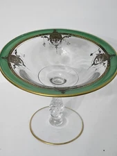 Tiffin Modern Killarney Green 7"  Footed Vintage Candy Dish Melrose Pattern