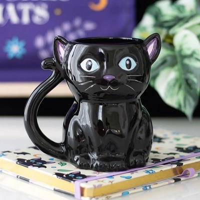 Schwarze Katze Keramiktasse süß Kawaii Kaffee Tee Tasse Halloween Neuheit Geschenk Tier