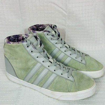 Women s Gray Adidas NEO CloudFoam Daily QT AW4211 Suede High Top Sneakers-Size 8