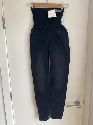 Seraphine schwarze Post Umstandsjeans formendes schmales Bein Größe UK 8 neu mit Etikett