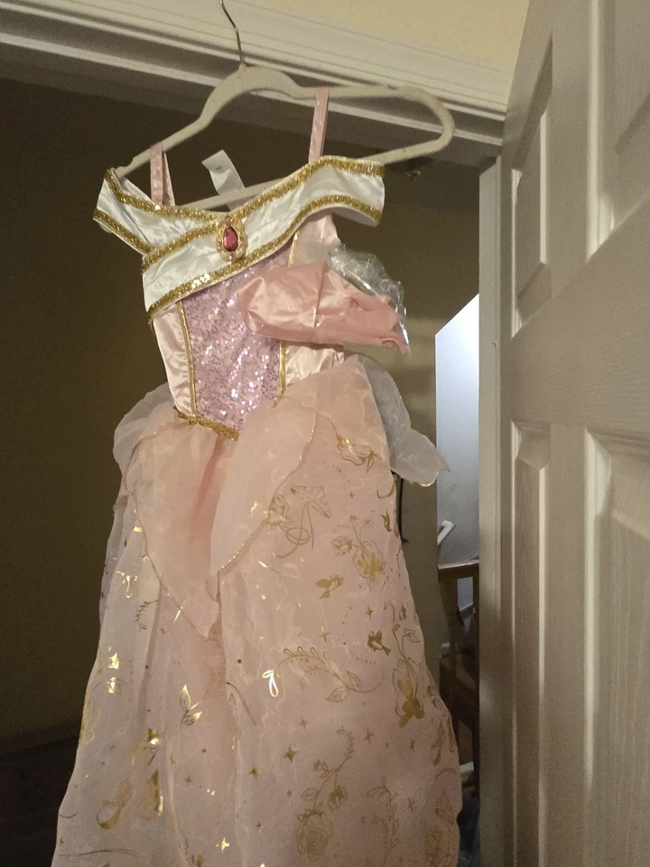 VESTIDO DISFRAZ AURORA BELLEZA DURMIENTE TIENDA DISNEY TALLA 7/8 Foto 4 de 4