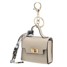 Mini Backpack Keychain Pouch, Light Gray