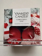 Yankee Candle CHRISTMAS EVE Tea Lights BOX  of 12  HOLIDAY FAVORITE  SCENT VHTF