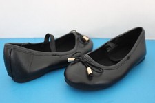 TODDLER GIRL Dressy Ballet Flat SHOES Matte BLACK Size 7 String Bows Accent Tips