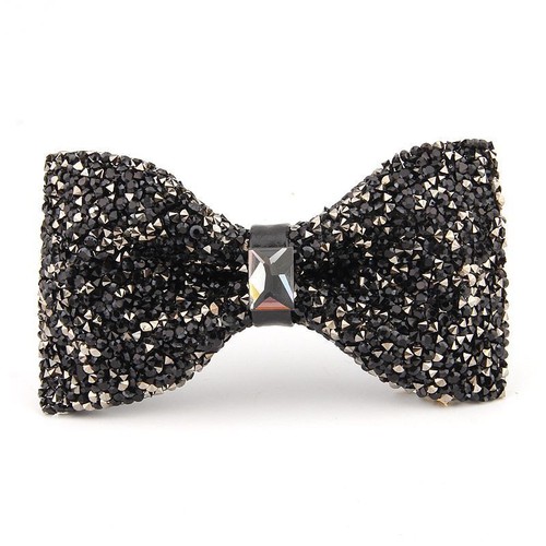 Mens Rhinestone Bow Tie Pre-tied Glitter Bowties with Adjustable Strap Wedding - Picture 21 of 24
