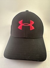 Under Armour Women's Black Hat  Pink Logo Cap Flexfit Medium/large Heatgear