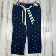 Lilly Pulitzer Pants Womens 12 Blue Embroidered Palm Tree Art Preppy Resort