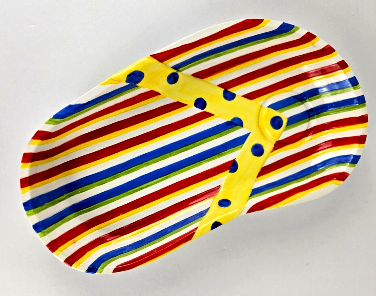Ceramic Striped Sandal Snack Dish for Summer Entertaining