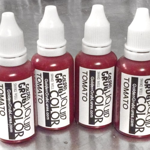 NEW 1 OZ. TOMATO Red Liquid Color Fishing Soft Plastic Lure Making plastisol liquid plastic colorant by Golden Grub for soft bait making