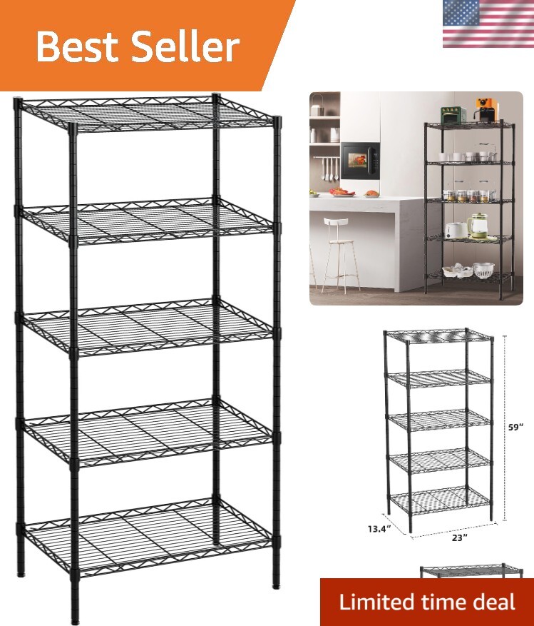 5 Tier Adjustable Metal Wire Shelving Unit for Kitchen Garage Storage