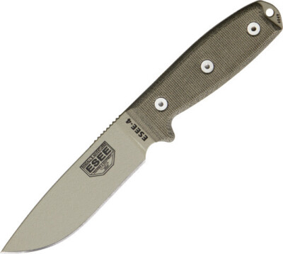 ESEE Model 4 Plain Edge Knife ES-4PDT 9 1/2'' overall. 4 1/2'' desert tan textured