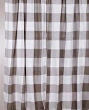 New Country Farmhouse PEWTER GRAY WHITE BUFFALO CHECK Cotton Shower Curtain