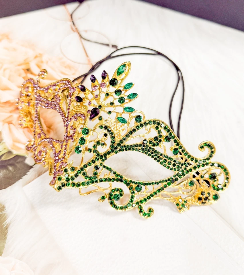 Mardi Gras Mask, Masquerade mask, Party Mask, Rhinestone Mask, Carnival Eye Mask - Image 2 of 4