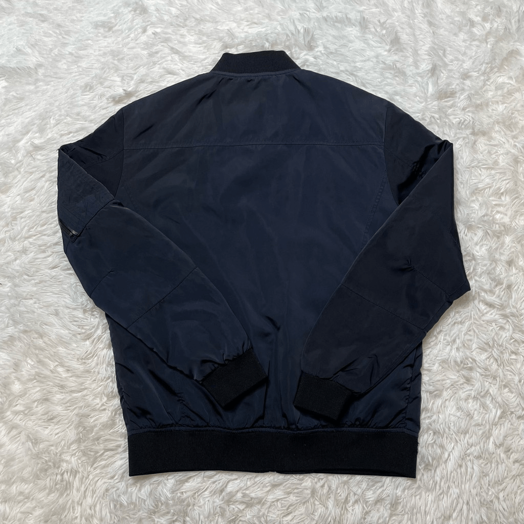 Zara Man Jacket Size M Bomber Coat Navy Blue Lined Full Zip Flight