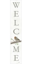 Welcome Sign with Bird Porch Sitter - 8" x 43"